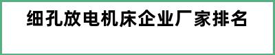 细孔放电机床企业厂家排名